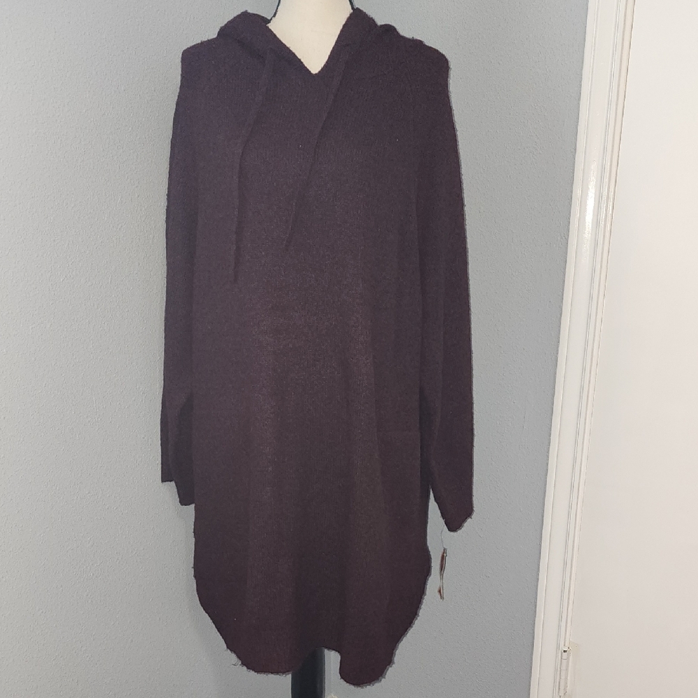 NWT State Of Day Elegant Hooded Sweater - Deep Purple